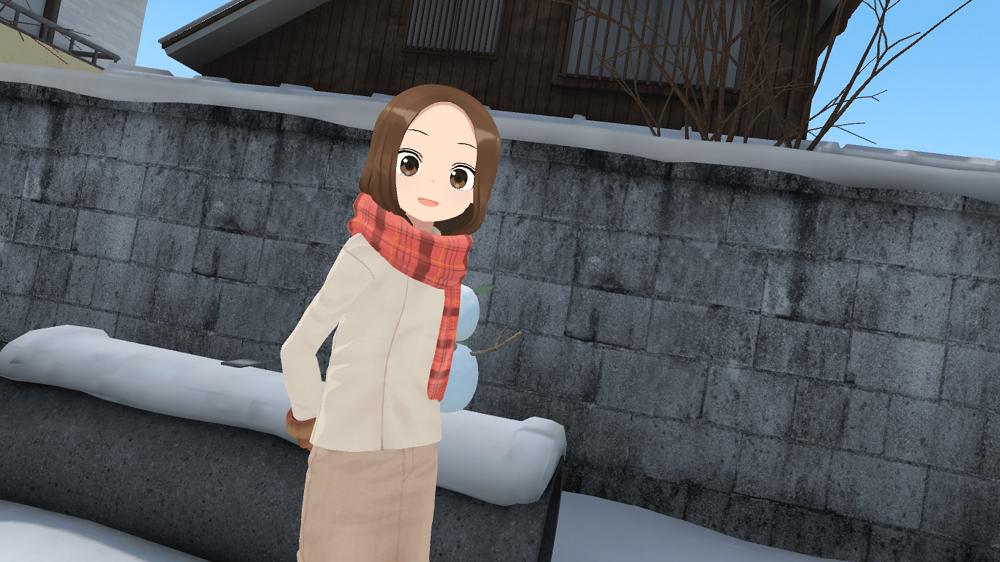 Steamストアにて『からかい上手の高木さんVR 2学期』発売決定！高木さんが東京ゲームショウ2021 オンラインにやってくる！のサブ画像7_高木さんと雪だるま勝負。良い雪だるまを作れたほうが勝ち。