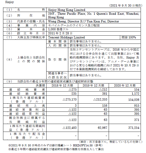 中国テンセントグループとの資本業務提携に関するお知らせのサブ画像1