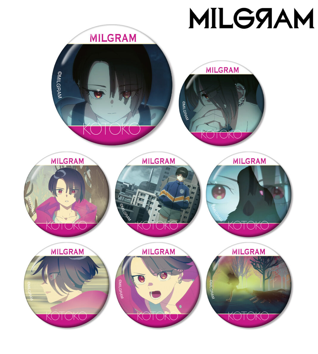 『MILGRAM -ミルグラム-』のトレーディング MV 缶バッジ コトコ 『HARROW』などの受注を開始！！アニメ・漫画のオリジナルグッズを販売する「AMNIBUS」にてのメイン画像